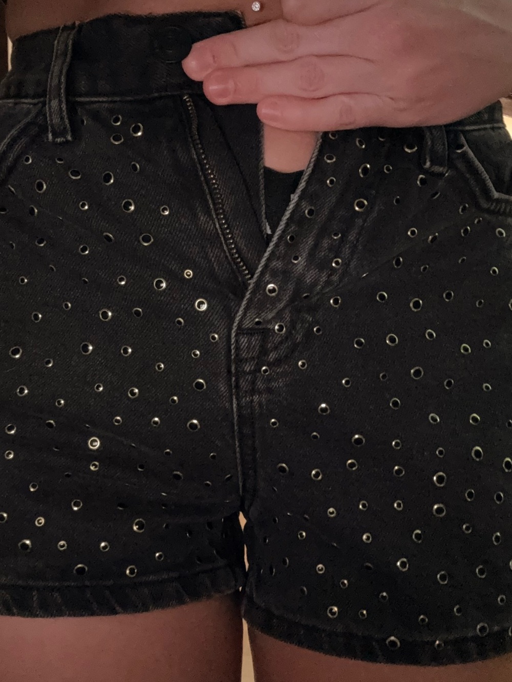 BDG Black Studded Eyelet Denim Shorts